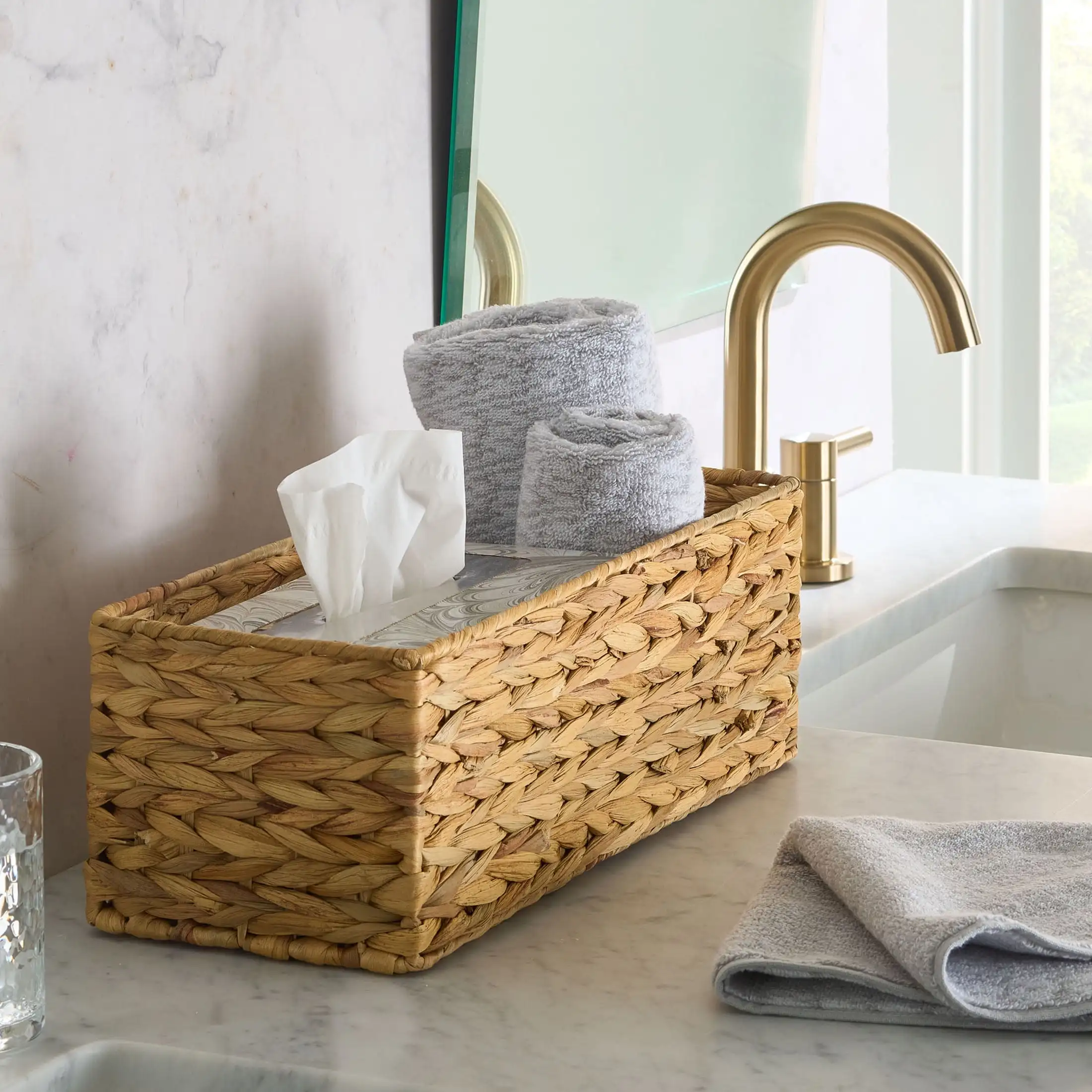 سلة تنظيم صفير، بني