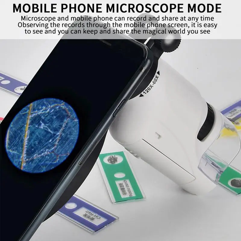 Children Portable Microscope Portable Microscope 60X-120X Magnification Field Microscope For Students Research Project