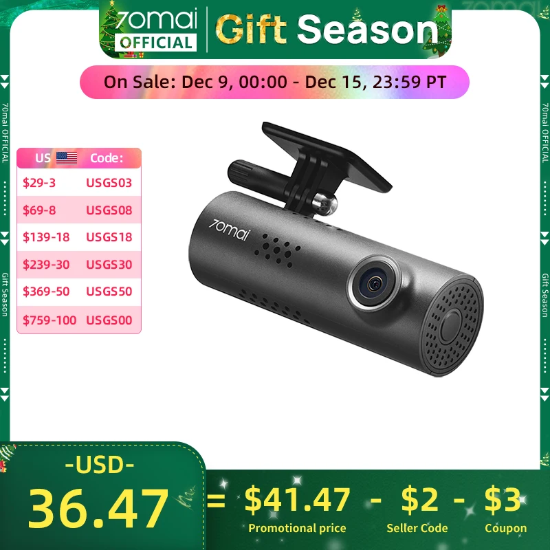 70mai Dash Cam 3 M200 APP English Voice Control 1080P HDR Night Vision 24H Parking Surveillance 70mai Car DVR M200 WIFI