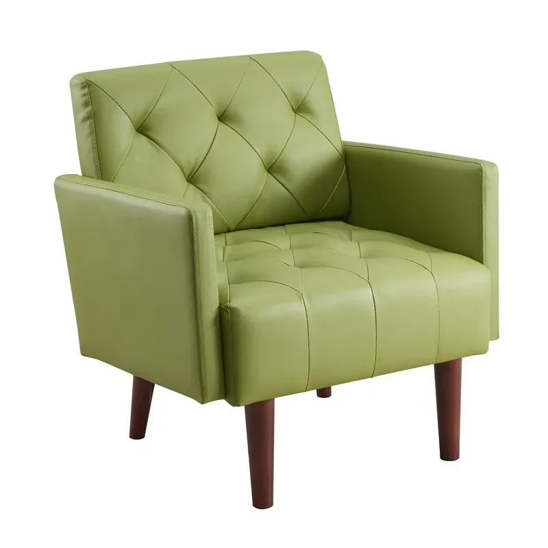 Oversized Tufted PU Fabric Accent Armchair Wide Back Thick Cushion Reading Chair for Living Room Bedroom Office