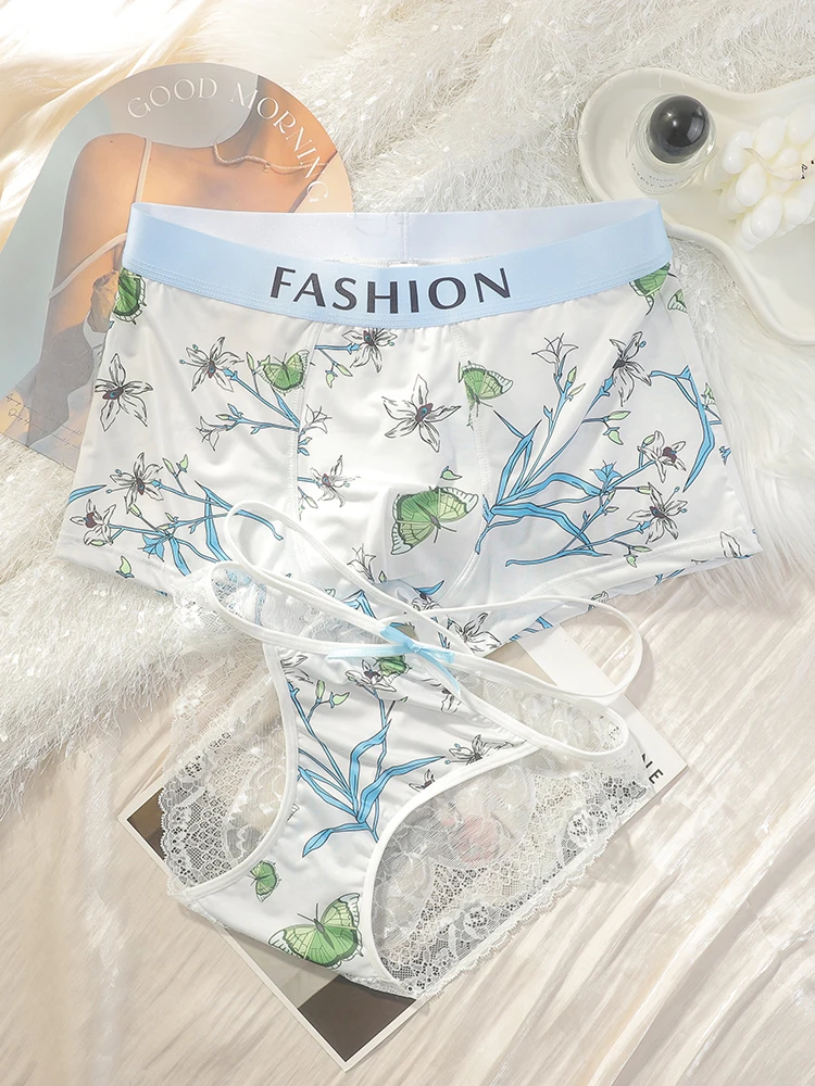 

Нижнее белье для пар Лолиты, сексуальное нижнее белье для одного мужчины и одной женщины, милое кружевное нижнее белье для пар, романтический комплект на шнуровке