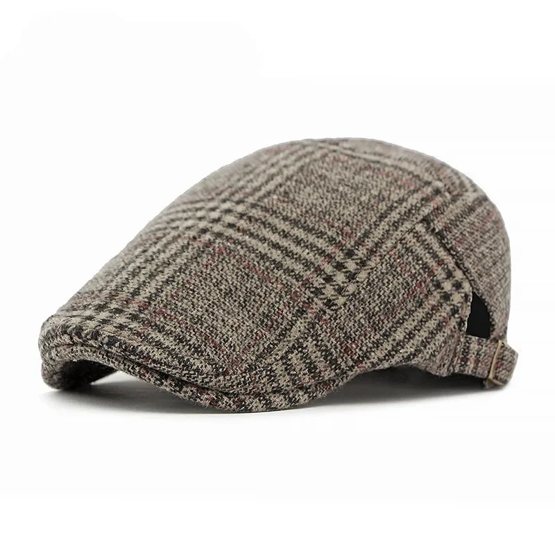 LDSLYJR Autumn and Winter Cotton Plaid Print Newsboy Caps Flat Peaked Cap Men and Women Painter Beret Hats 155