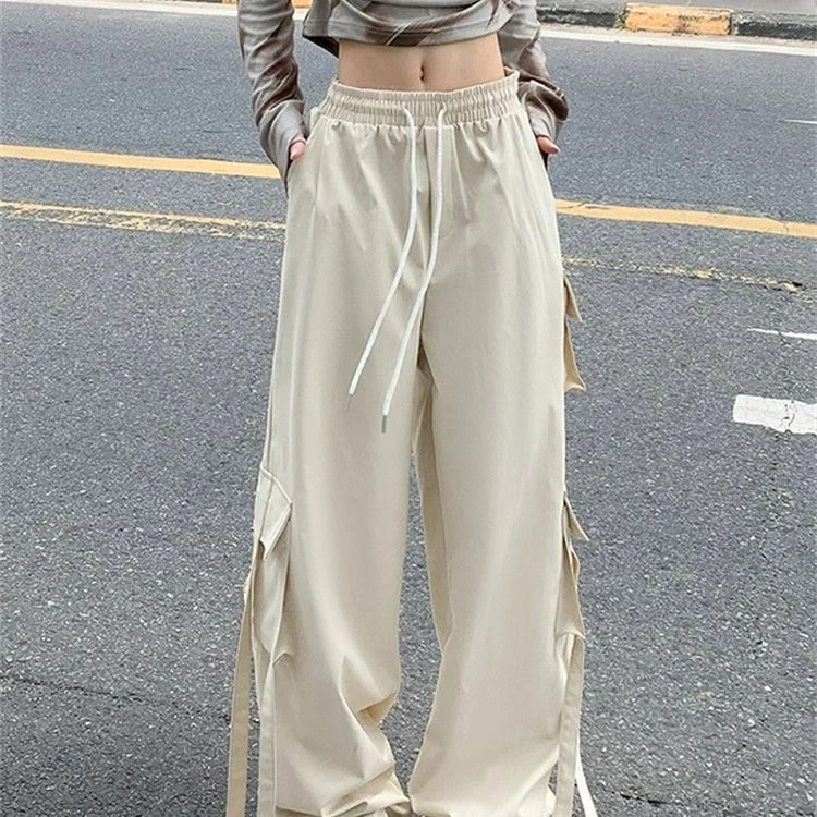 

Брюки-карго женские летние парусиновые широкие сетчатые быстросохнущие легкие приморские спортивные штаны пляжная одежда многослойные праздничные