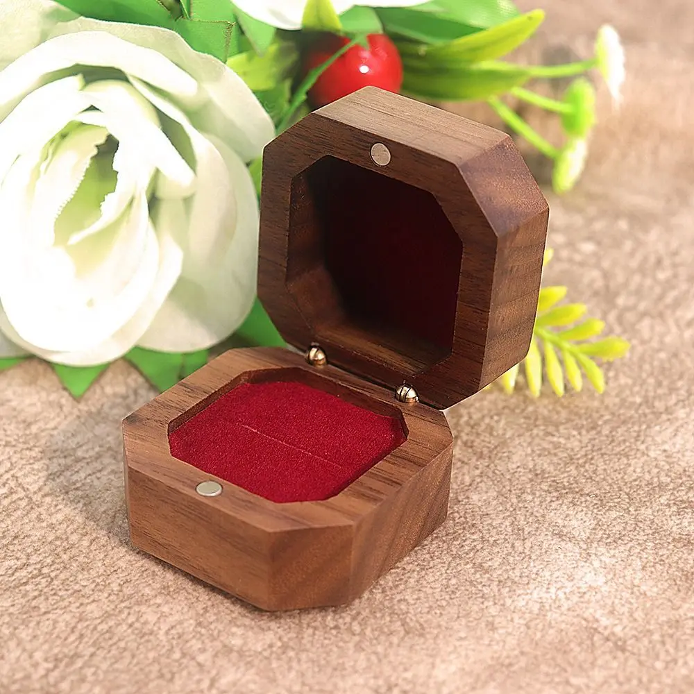 

Simple Velvet Wood Rings Box Exquisite Retro Earrings Display Tray Ear Studs Case Jewlery Organizer Ring Earring Holder Wedding