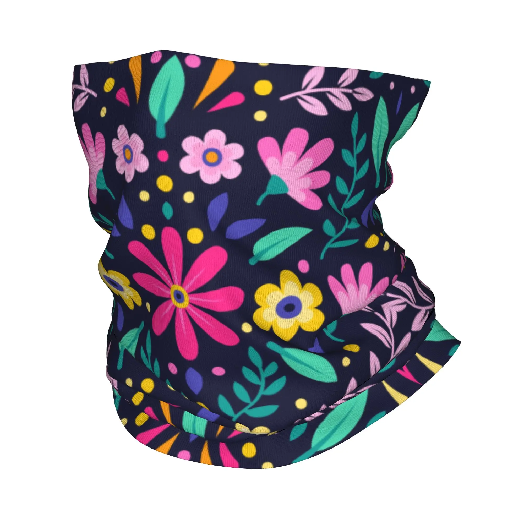 Colourful Floral Mexican Flowers Neck Gaiter Men Women UV Protection Winter  Bandana Scarf for Hiking