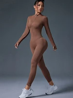 Half Zip Jumpsuit Women Gym Bodysuit Long Sleeve Activewear Set Running Workout Romper Fitness Overalls Sportswear Yoga Clothes - Image 3