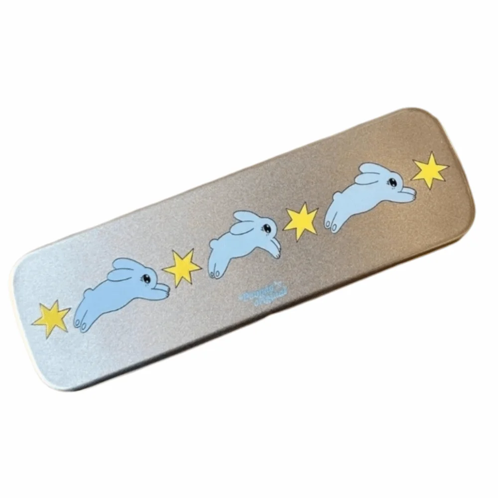 Polka Dot Pattern Metal Pencil Case Portable Cartoon Pattern Tin Pencil Box Long Rectangular Shape Vintage Style