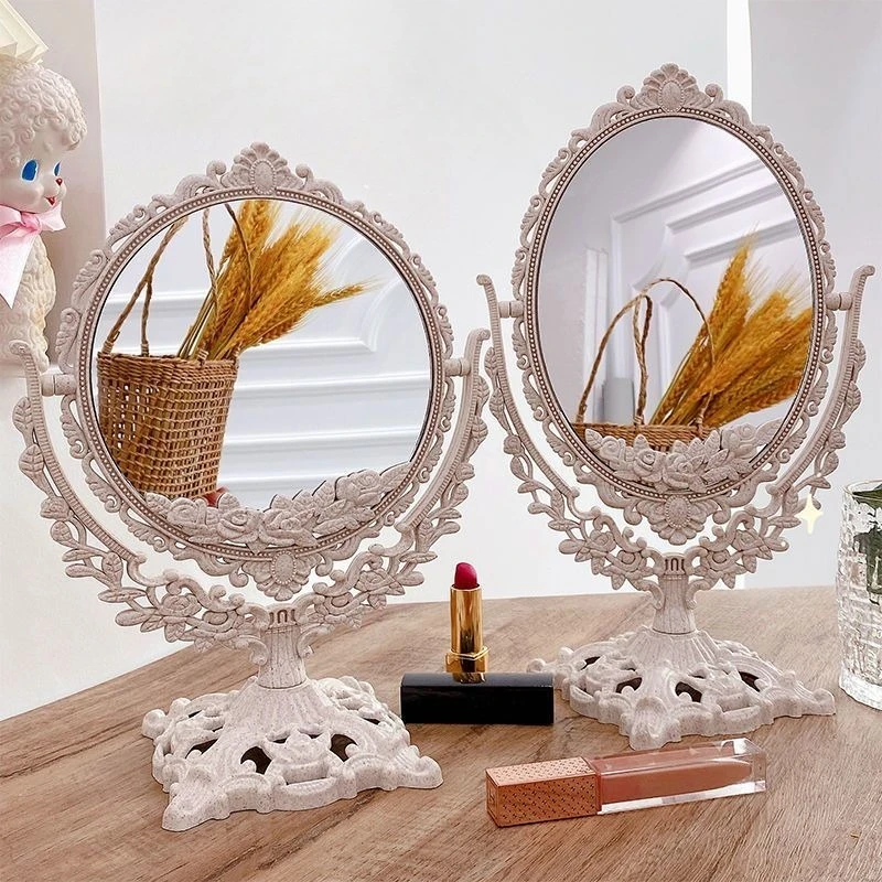 European Style Mirror Minimalist Makeup Mirror Decorating Double-sided Desktop Dormitory Bedroom Dressing Tools Room Decor