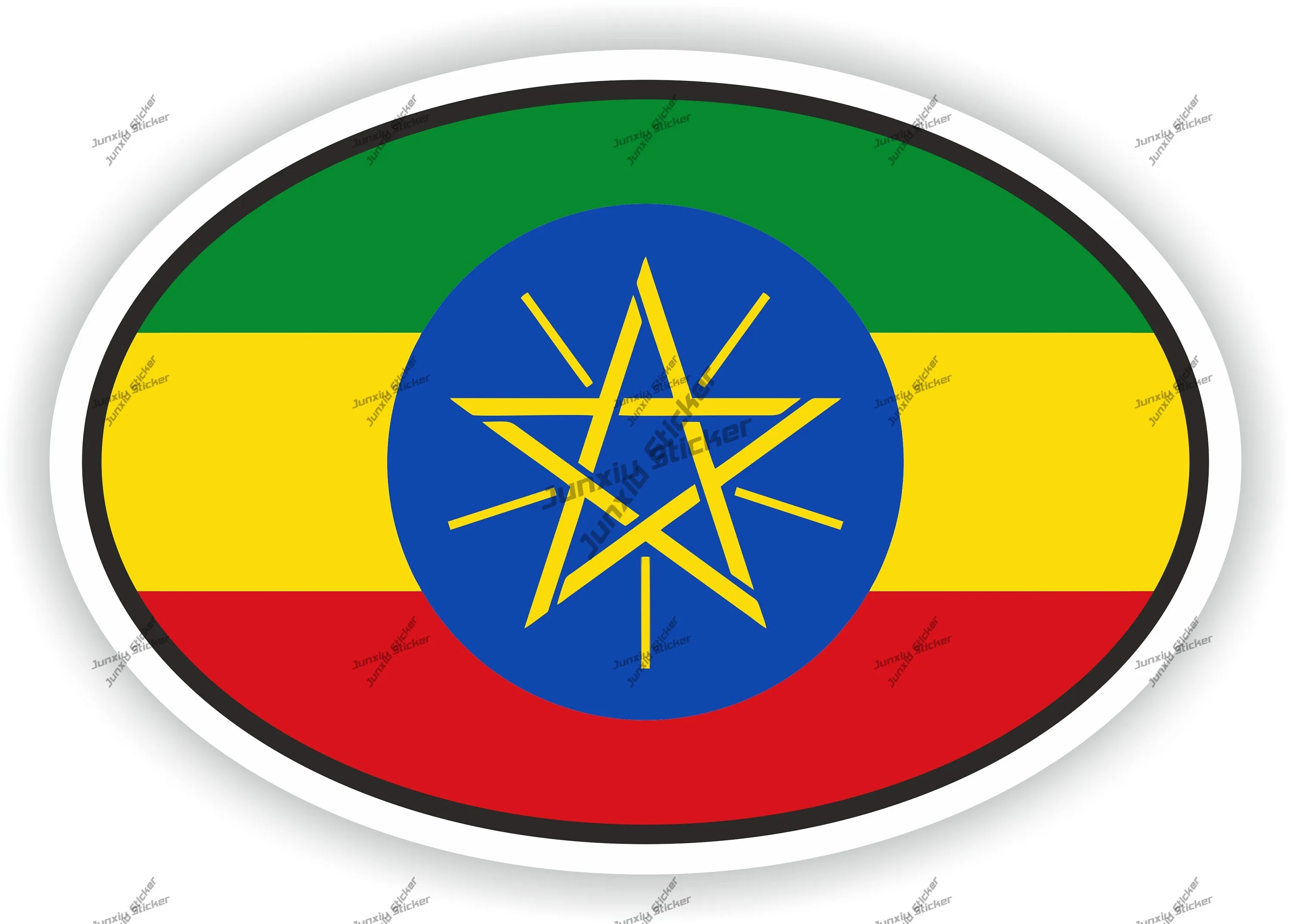 

Ethiopia Flag Oval Sticker With Flag Bumper Window Sticker Boat Decal Motorsport Racing Decoration Car Stickers Electric Scooter