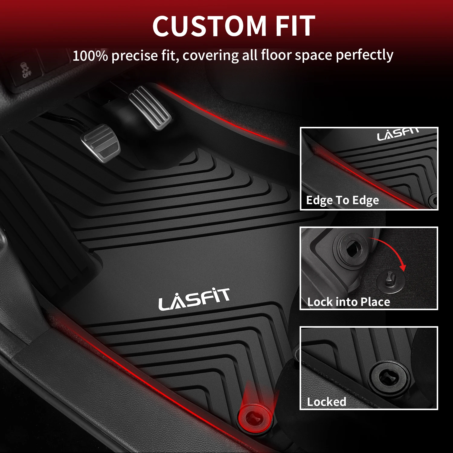 الحصير LASFIT لهوندا أكورد وأكورد هايبرد 2025 2024 2023 بطانات أرضية مخصصة من مادة TPE الصف الأول والثاني حامي جميع الأحوال الجوية