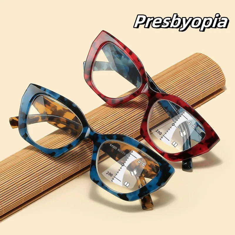 

Personalized Cat Eye Reading Glasses for Women Spring Legs High-definition Multifocal Presbyopia To +4.0 Far Sight Eyeglasses