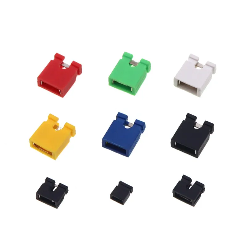 100PCS/lot 2.54mm Jumper Cap Short Circuit Block Connector Hat Closed Open Long Handle for Pin Header Male Female PCB
