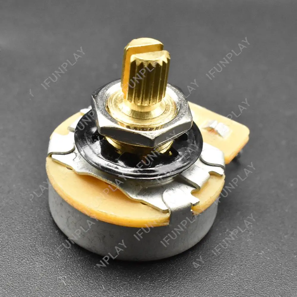 12pcs Pure Brass Full Size Long Split Shaft Potentiometers A500K / B500K/A250K /B250K Pots Tone Volume Control for Guitar Bass