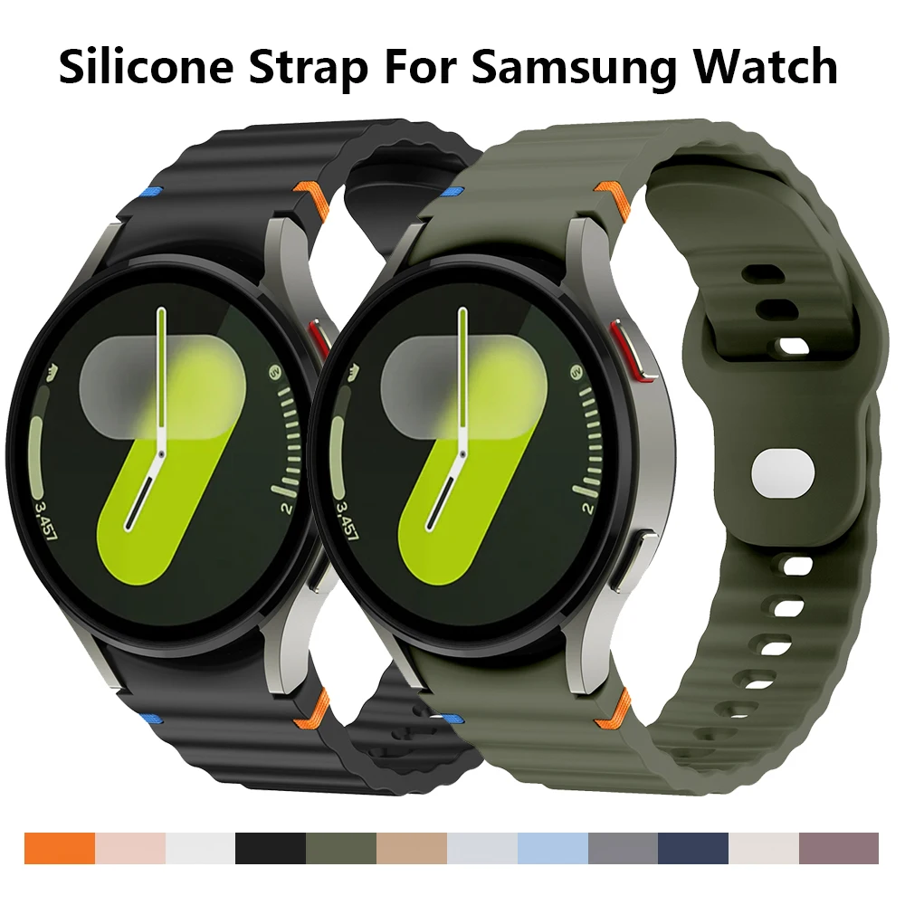 

Оригинальный ремешок для Samsung Galaxy watch 7/FE/5 Pro/6/4 classic 44 мм 40 мм, силиконовый спортивный ремень, браслет correa Galaxy watch 7, ремешок