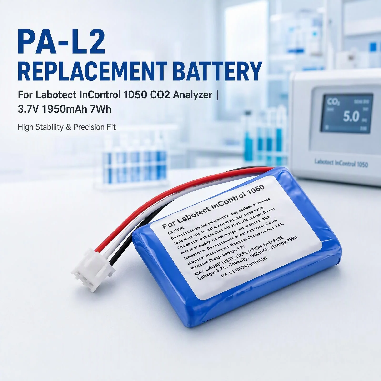 PA-L2 R003-20180806 3.7V 1950mAh 7Wh Rechargeable Li-ion Replacement Battery for Labotect InControl 1050 CO2 Analyzer Tester