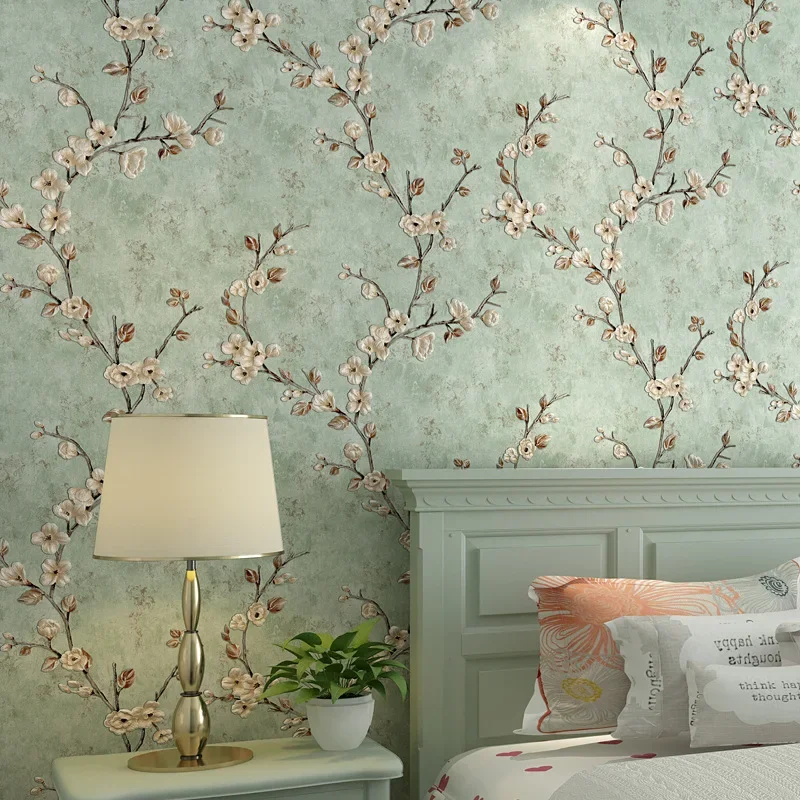 3D Wallpaper Plum Blossom Vintage Wallpaper Bedroom Living Room TV Background Wallpaper Home Decor Non-self Adhesive Wallpaper