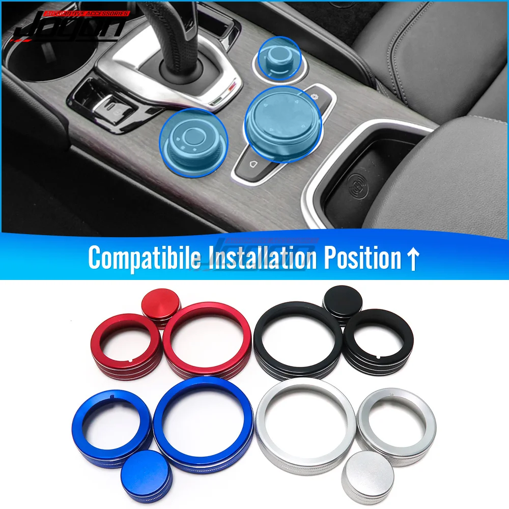 3 Pcs For Alfa Romeo Giulia Stelvio 2017-2019 Multimedia Knob Ring Trim Car Center Control Knob Rings Car Accessories