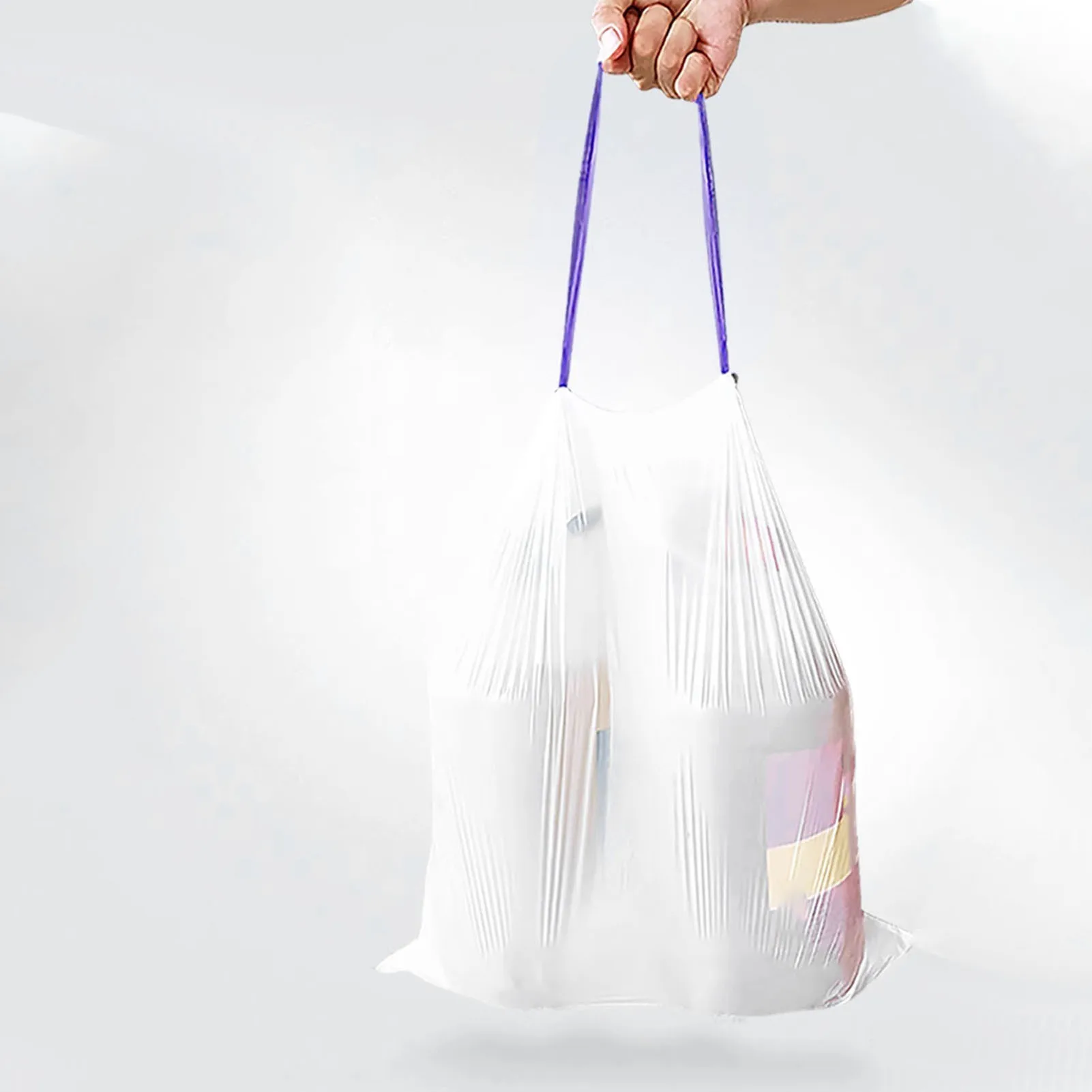 80Pcs Disposable Trash Bag 13 Gallon Drawstring Trash Bags Expandable Opening Garbage Bags Household Outdoor Cleaning Tools