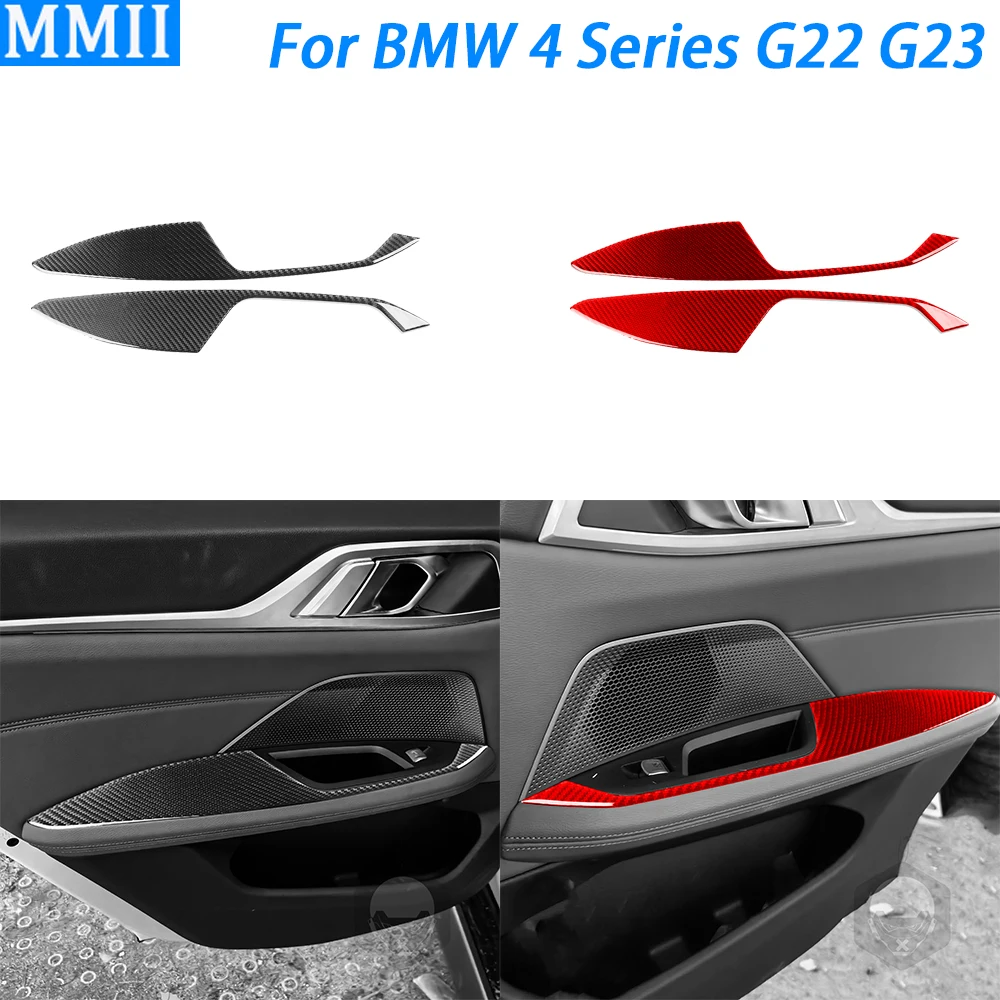 

For BMW 4 Series G22 G23 G26 2021-2025 Carbon Fiber Rear Door Armrest Panel Cover Decorative Car Interior Accessories Sticker