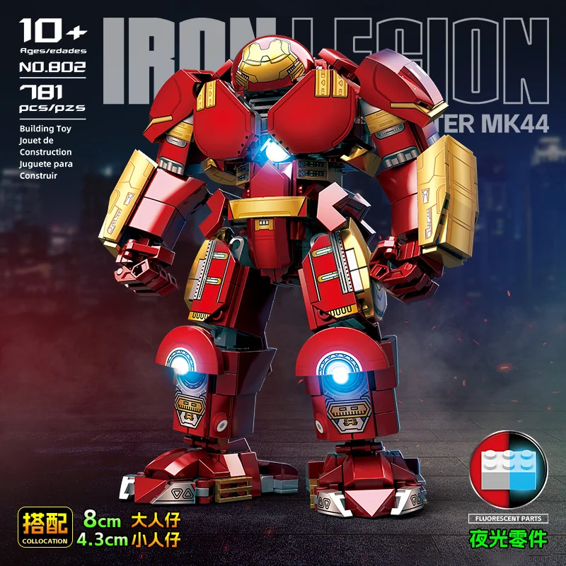 2024 Marvel Avengers Superhero Iron Man Mark44 Hulk Buster Classic Mecha Robotics Model Building Blocks Kits Bricks DIY Kids Toy