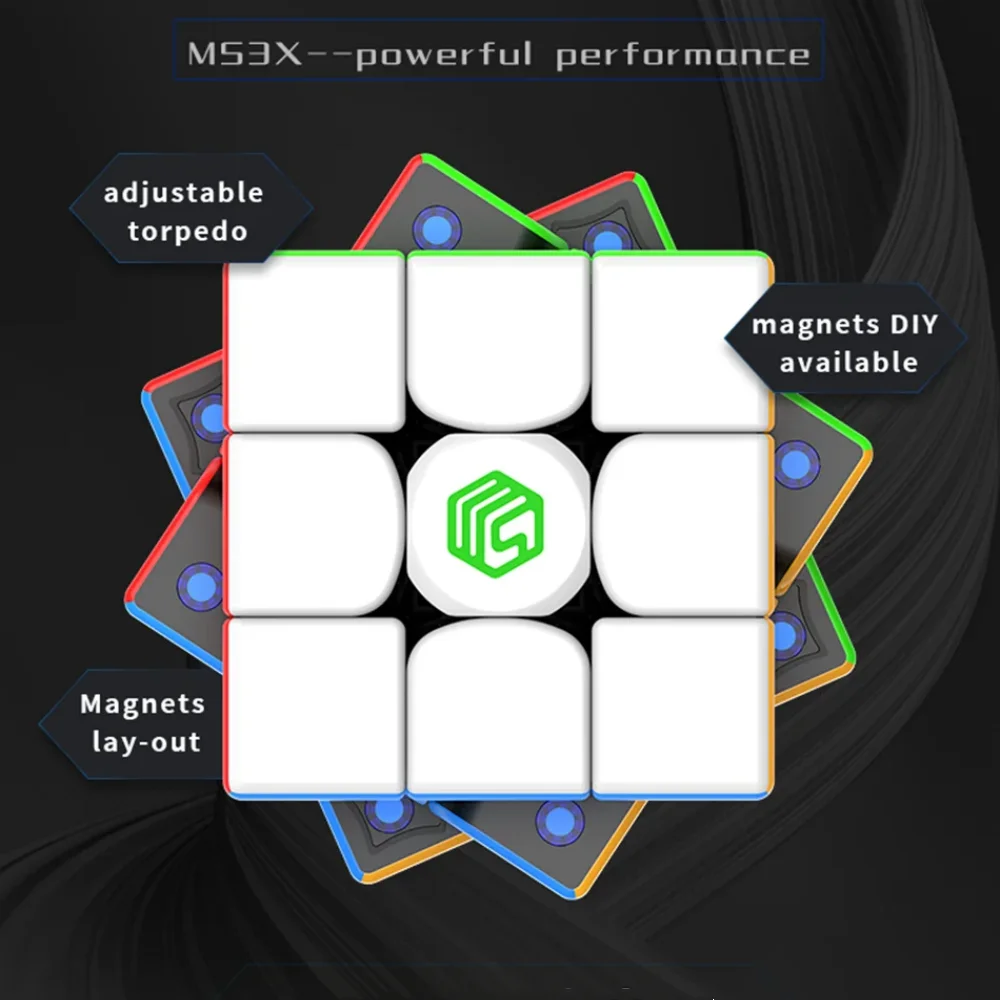 DianSheng MS3X-Cube Magique Magnétique Professionnel Sans Autocollant, Puzzle de Vitesse, DIY, Maglev, 3x3x3