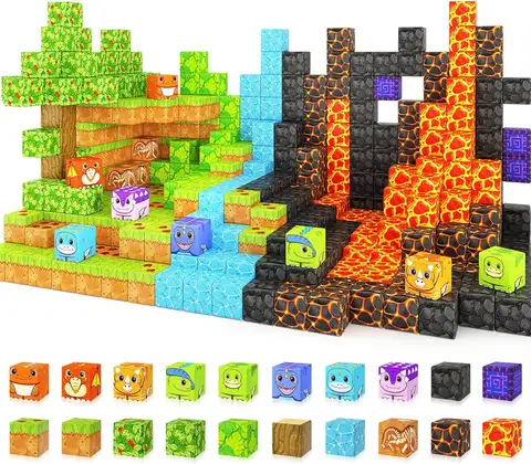 Magnetic Building Blocks Outdoor Toddler Toys for 3+ Year Old Boys & Girls, Dinosaur Toys Magnetic Blocks, Creative Jurassic Scenes Kids Toy Games