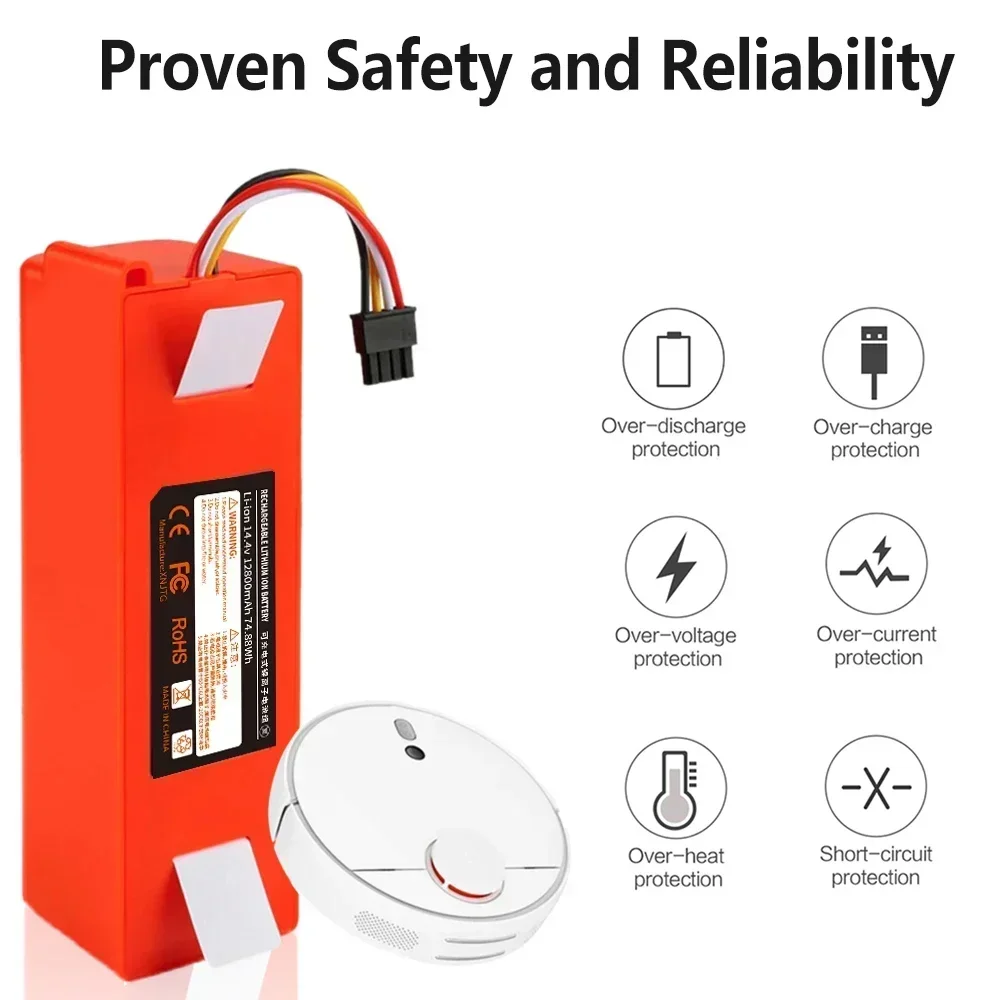 

For Xiaomi Roborock S55 S60 S65 S50 S51 S5 MAX S6 Parts 14.4V 12800mAh Robotic Vacuum Cleaner Replacement Battery