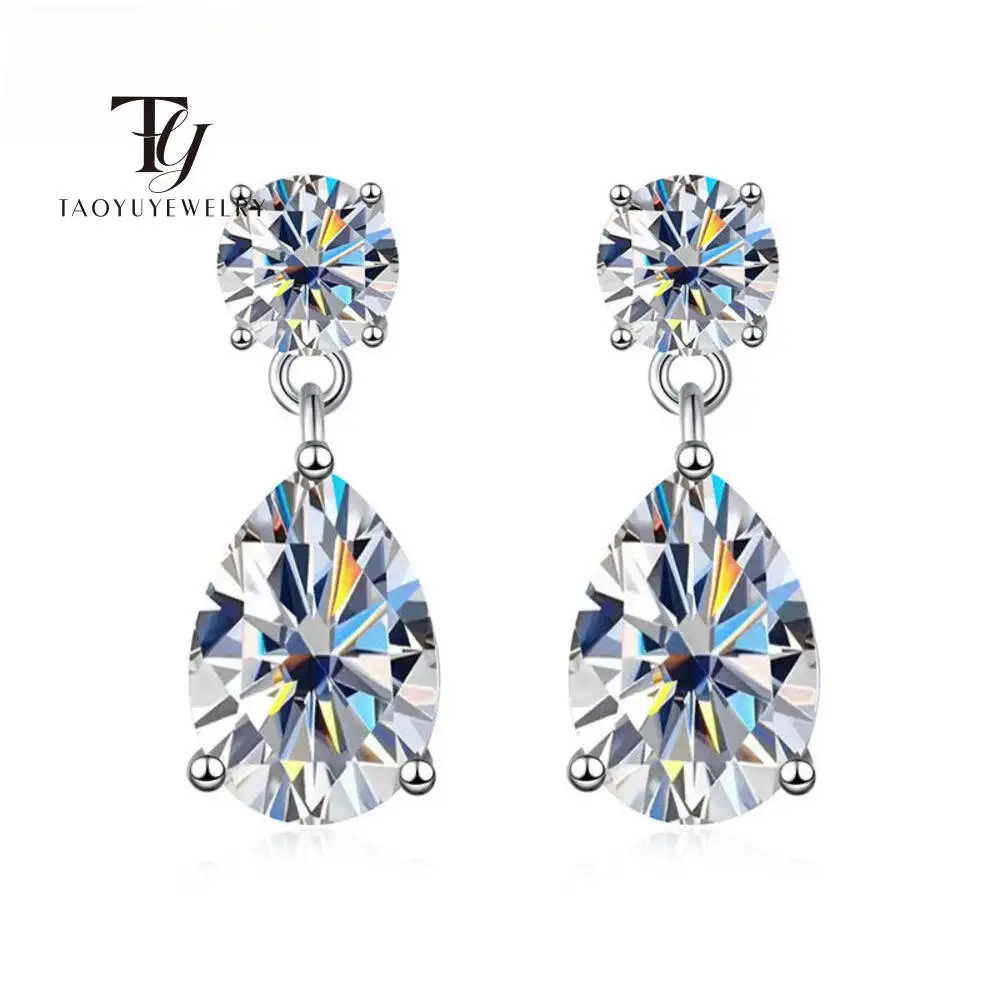 

Taoyu D2.0CT Муассанит Drop Ander Серьги Настоящее Серебро Женские Позолоченные Обручи Бесконечные Серьги Сертифицированные Свадебные Украшения