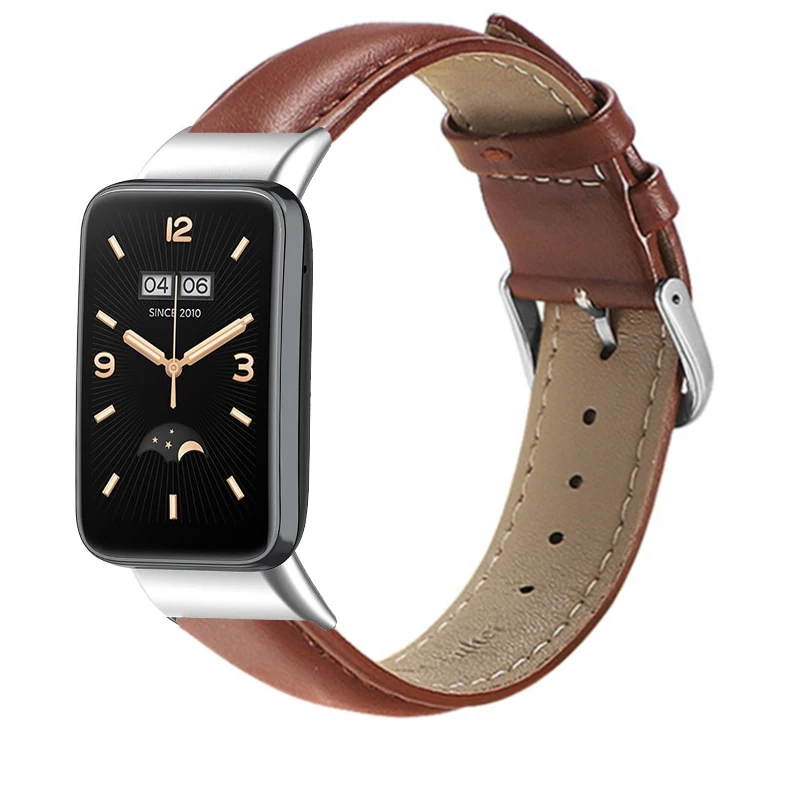 حزام ساعة جلدي لـ Xiaomi Mi Band 7 Pro للنساء والرجال سوار بحزام حلقة لاستبدال Mi Band 7 Pro