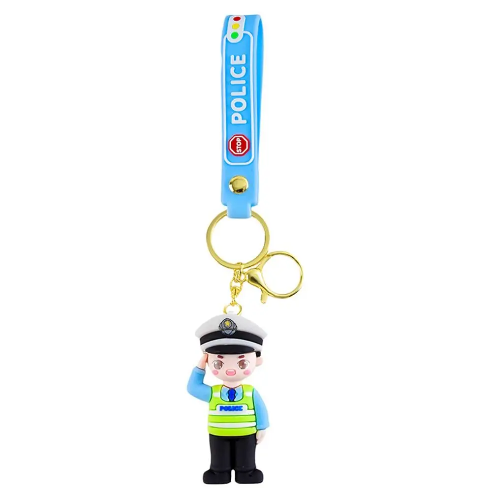 Portable Cute Fireman Keychain Delicate Creative Police Doll Pendant Key Ring Cartoon Action Figure Car Key Chain Student
