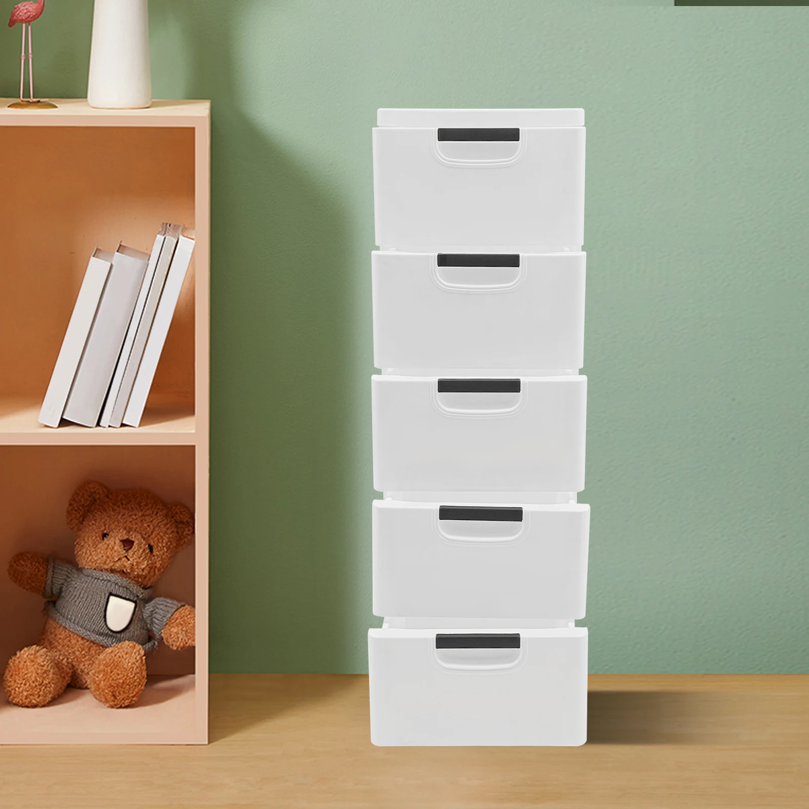 

Шкаф для хранения с 5 ящиками, пластиковый органайзер для комода, пищевой сейф, полипропилен, высокая долговечность, большая вместимость для дома, 30x40x84 см, белый