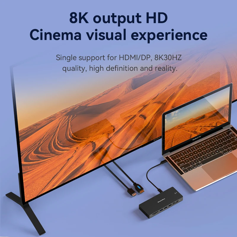 Blueendless 8K Dual HDMI DP Docking Station USB C HUB USB 3.2 GEN 2 SD/TF 100W PDRJ45 Ethernet 3.5mm Audio Adapter For MacBook