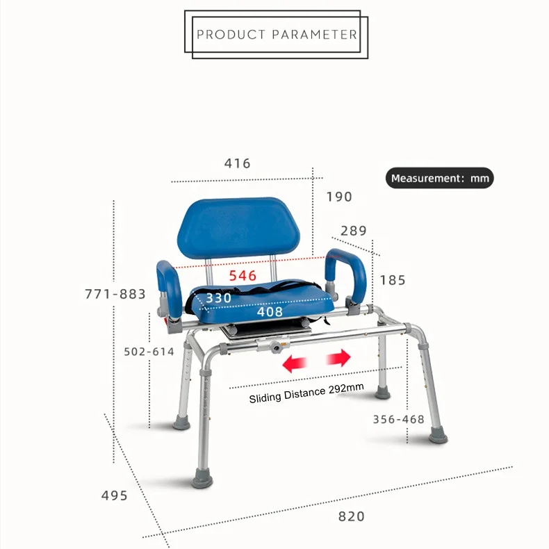 Adjustable Shower Chair for Bath Bathroom Furniture with Back Stool for Disabled Children and Adults