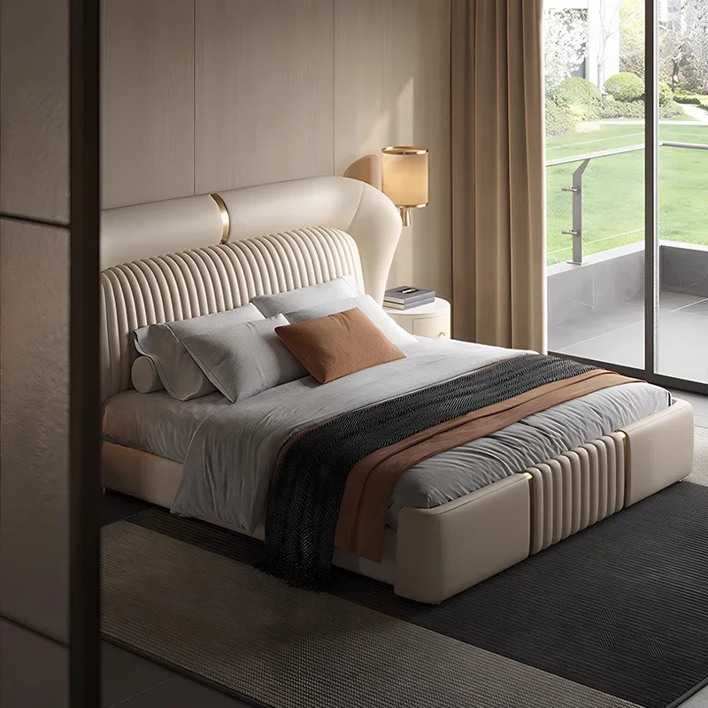 

Luxury Modern Bed Bedroom King Size Headboards Double Massage Bed Princess Sleeping Platform Letto Matrimoniale Salon Furniture