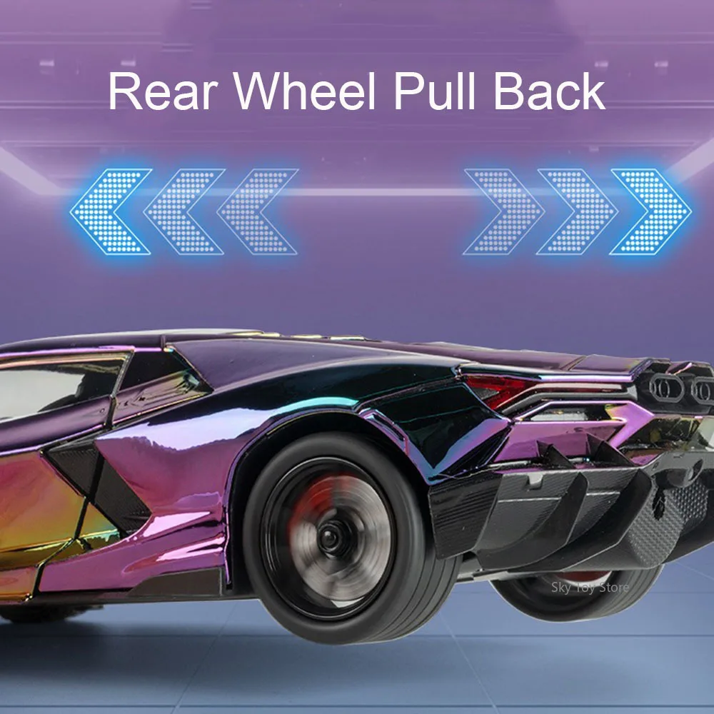 Lambor Revuelto Panamera-modelo en miniatura de aleación, coche de juguete fundido a presión con sonido de pulverización, luz, regalo de cumpleaños para niños, 1:24