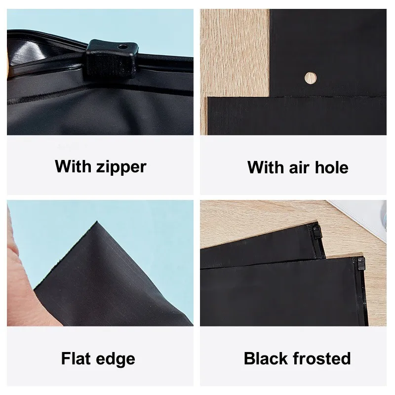 StoBag 50pcs Black Frosted Clothes Packaging Zipper Bags Ziplock Shirt Storage Sealed Travel Organizer Reusable Pocket Pouches