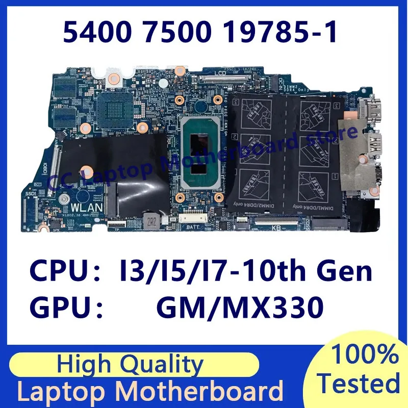 Placa base 19785-1 para placa base de ordenador portátil DELL 5400 7500 con CPU I3/I5/I7-10th Gen GM/MX330 100% completamente probada funcionando bien