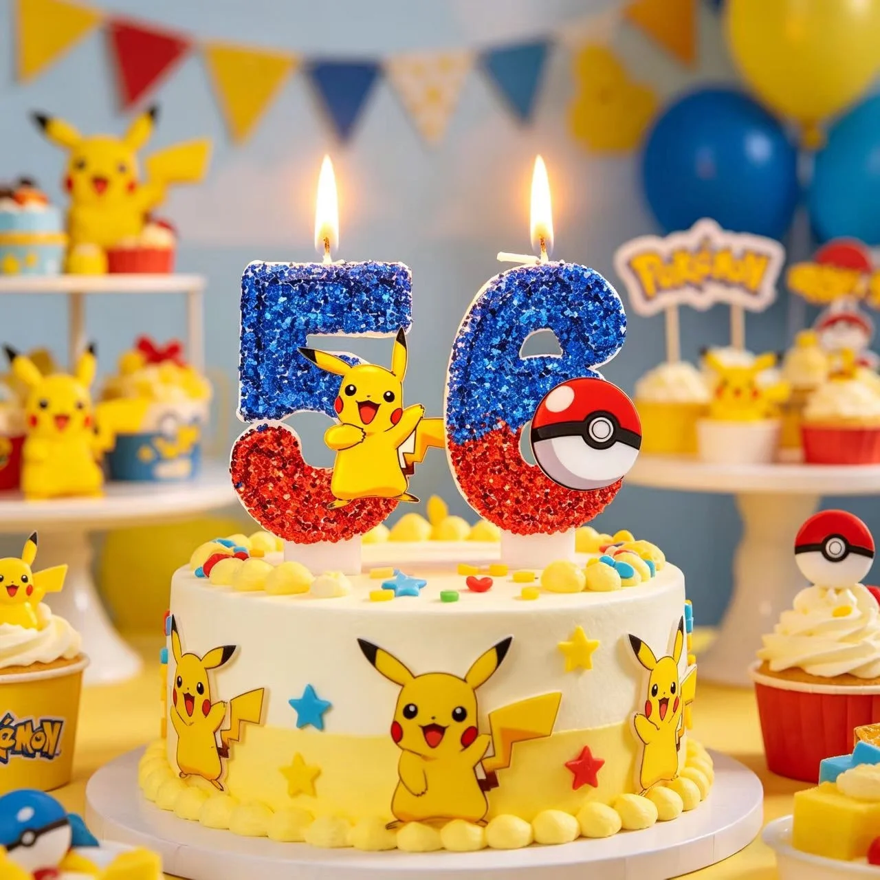 Pokemon Pikachu Geburtstagskerzen, Cartoon-Dekorationen in hübscher Form für Kinder, Babyparty, Geburtstagsparty, Kuchenzubehör