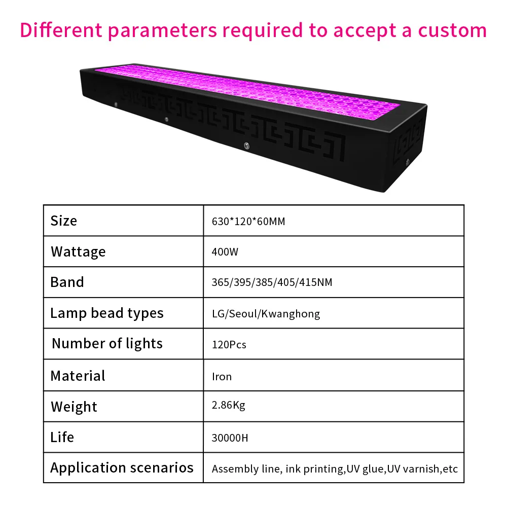 400W LED 395nm UV Curing Lamp System Ultraviolet Blacklight for Screen Offset Printing