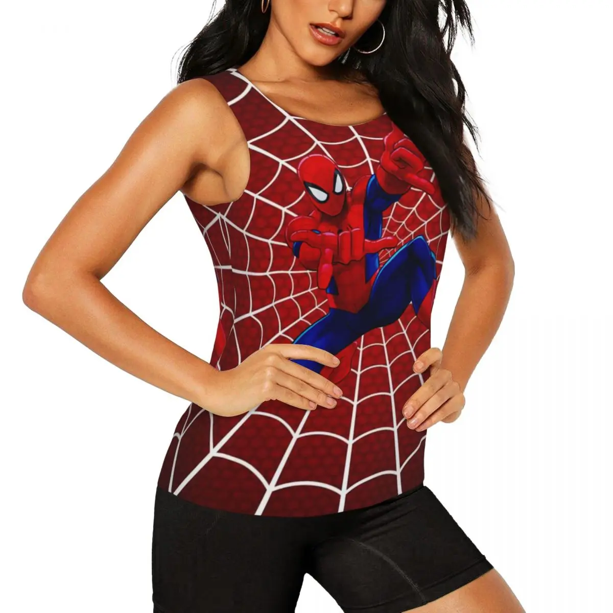 Custom Women's Spider Man Workout Yoga Shirt Quick Dry Gym Running Tank Tops