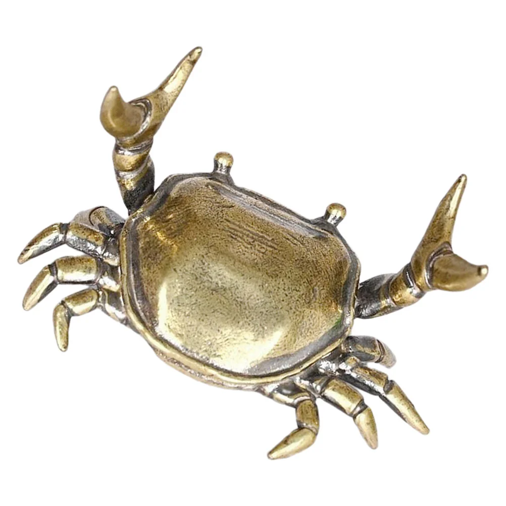 Retro Crab Ornament Single Pencil Racks Realistic Figurine Sculpture Alloy Gold Tea Pet