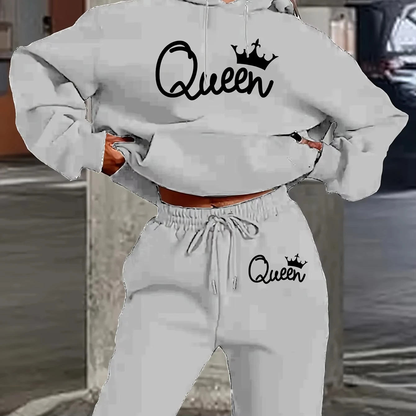 Conjunto de calças casuais estampadas legais masculinas tecido macio manga comprida com capuz com bolso e cordão calças soltas agasalho masculino