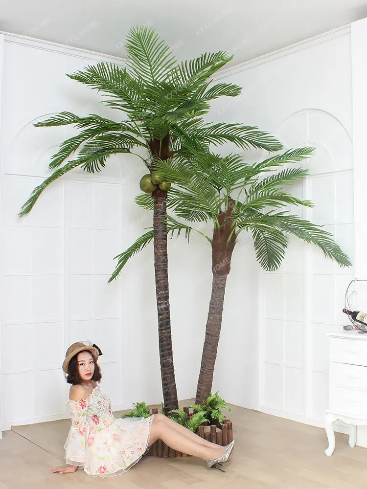 

Large Imitation Coconut Tree Fake Trees Imitative Tree Indoor and Outdoor Decorative Plant Hotel Floor Palm Tree Real-Proof