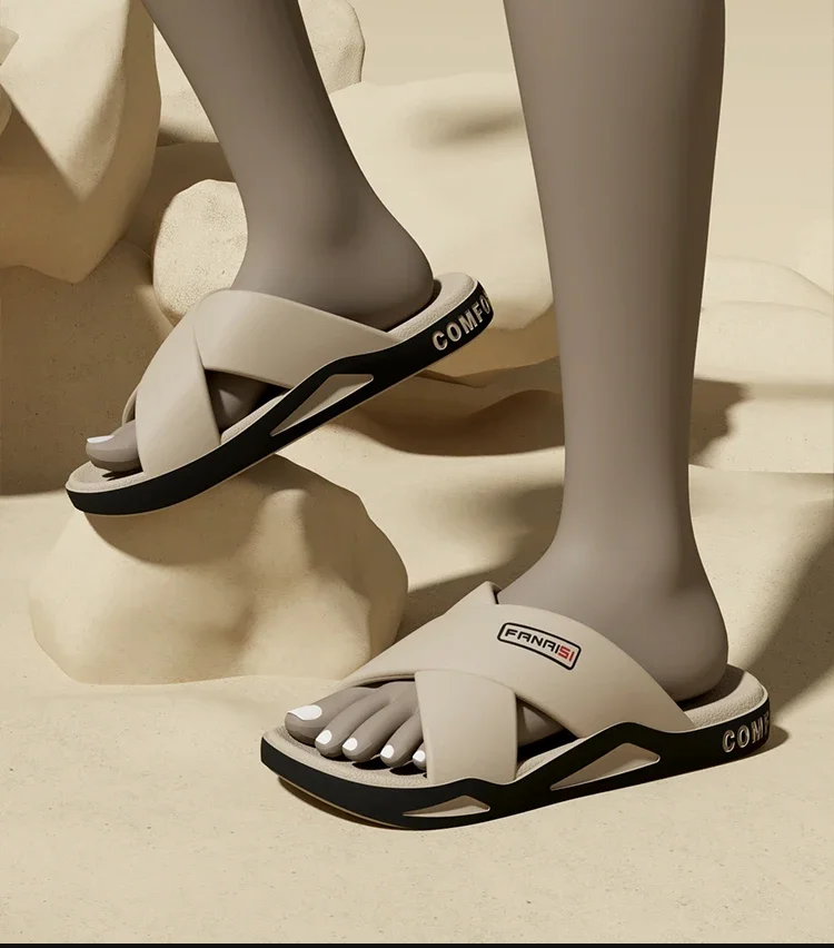 SHAJI Herren Kreuzriemen-Sandalen mit Offener Zehenpartie, Rutschfeste Bade- und Duschpantoffeln für Strand, Schwimmen & Outdoor-Spaziergänge, Modische Fußbekleidung – Detail 9