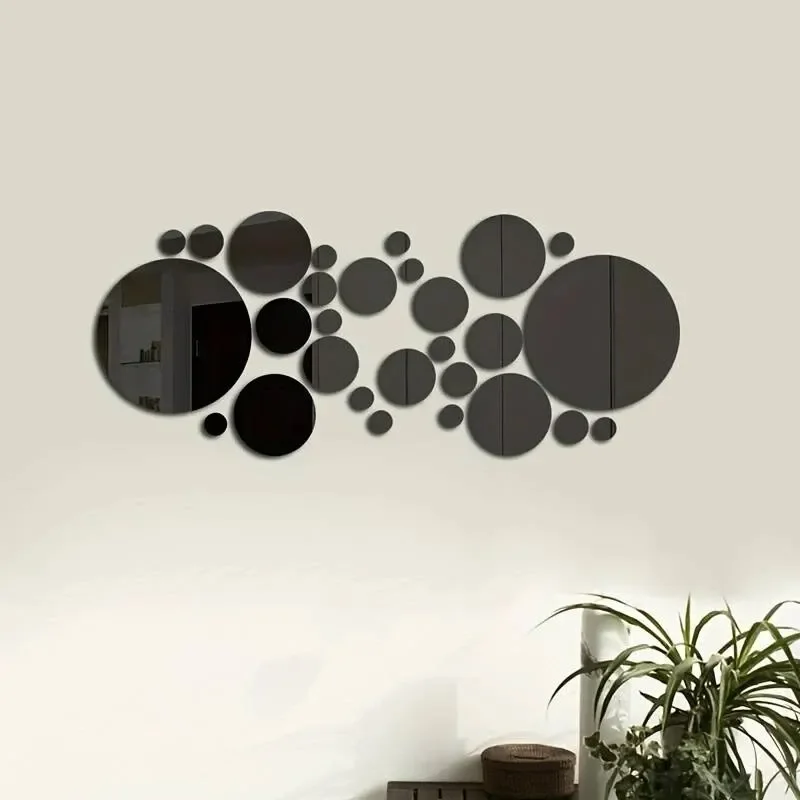 26 pcs 3D Acrylic Mirror Wall Sticker Round Mirror DIY Bedroom Bathroom and TV Background Room Sticker Wall Decoration