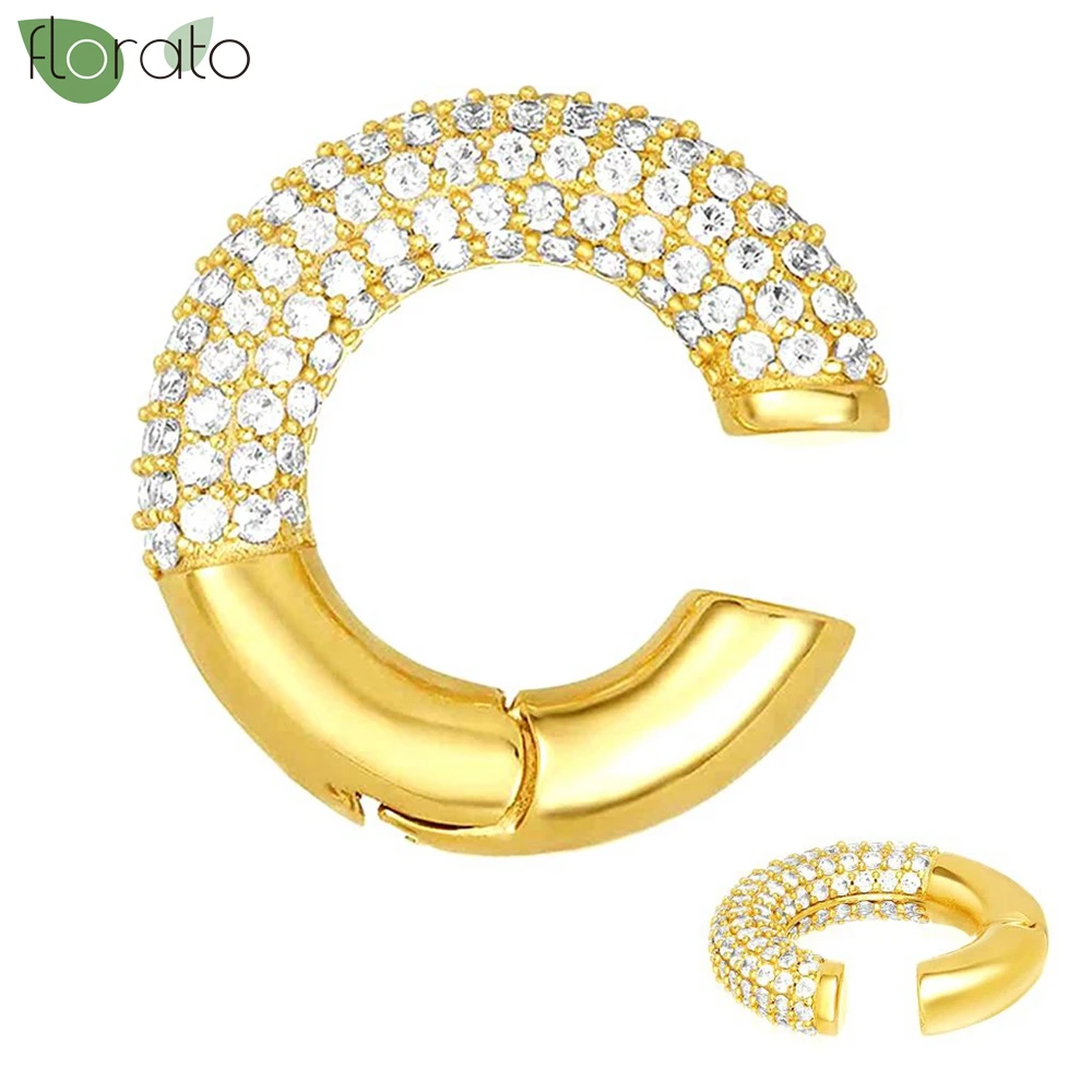 

1PCS Gold Plated Ear Cuff Colorful Zircon Clip on Earring for Woman Trend INS C-Shape Luxury Jewelry Wholesale Bijoux Femme Y2K