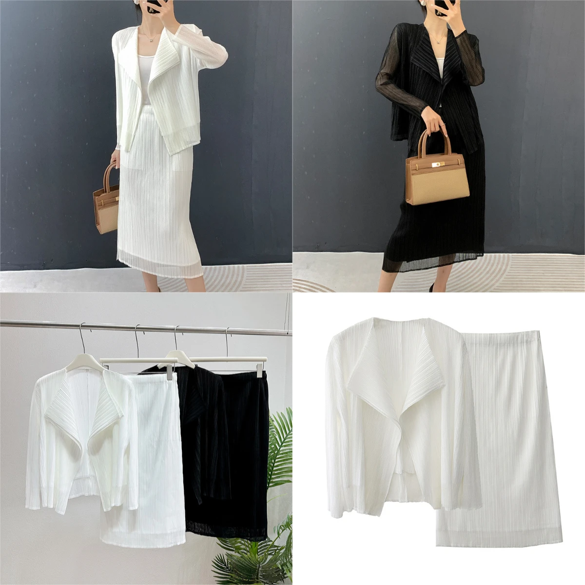 

Miyake Pleated 2025 Autumn/winter French Socialite Style Heavy Industry Pleated Skirt Set Versatile Women's Two-piece Set