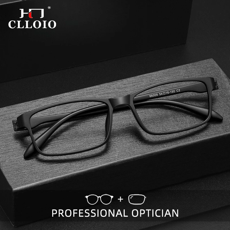 

CLLOIO Fashion Minimalist Rectangle Reading Glasses TR90 Frame Titanium Temple Anti Blue Light Progressive Prescription Eyewear