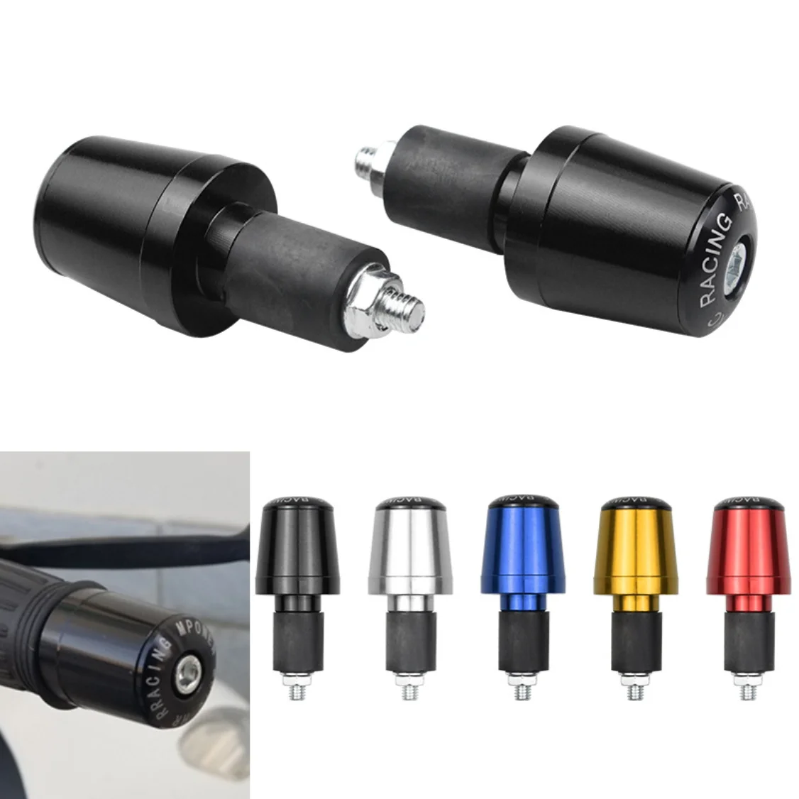 2pcs 7/8 CNC Aluminum Handlebar End Plugs Weights For Honda Yamaha Kawasaki Suzuki Universal Motorcycle Grips Cap Accessories