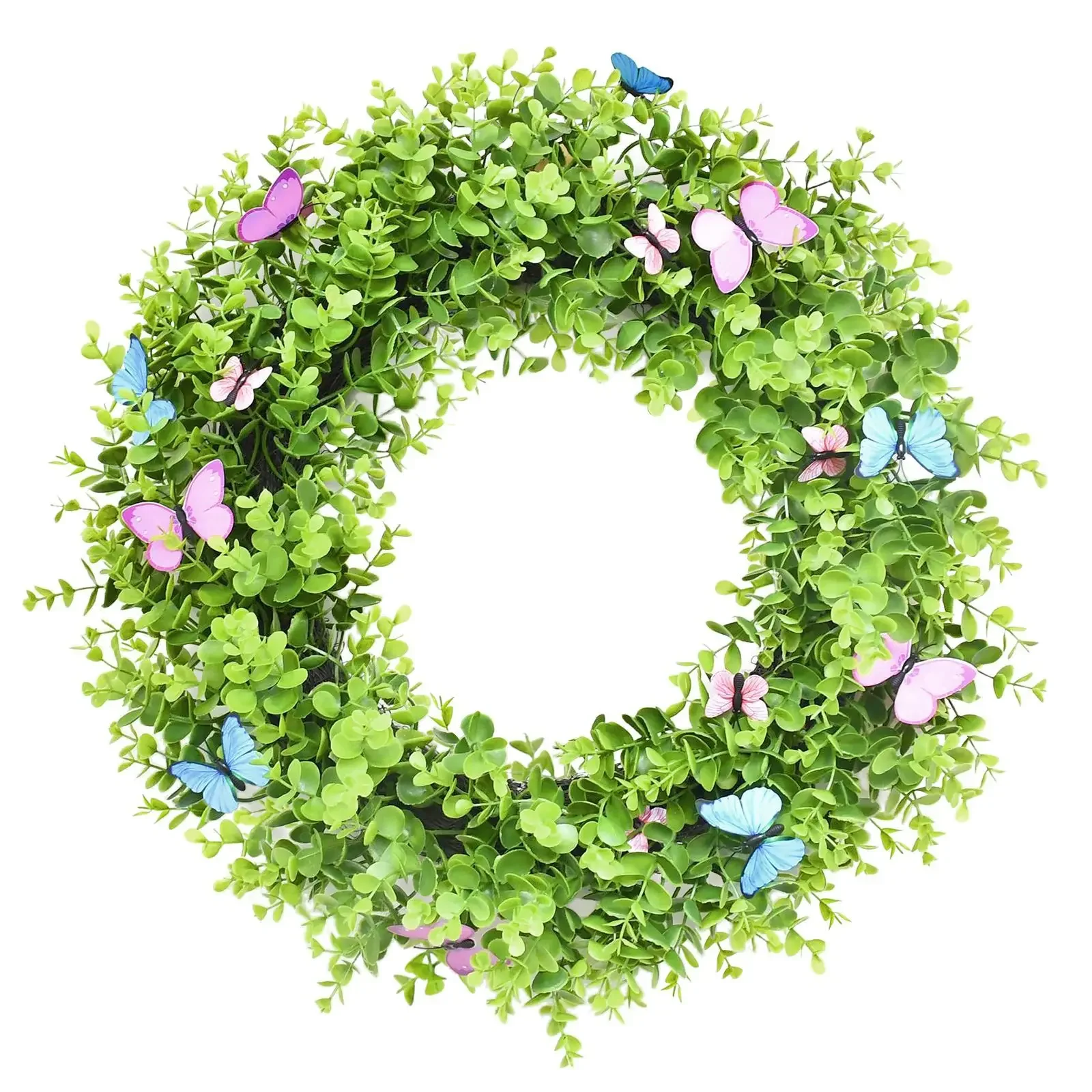 

New Spring Green Simulated Vine Ring Flower Wreath for Home Decoration Pendant Easter Irish Festival Hanging Decoration